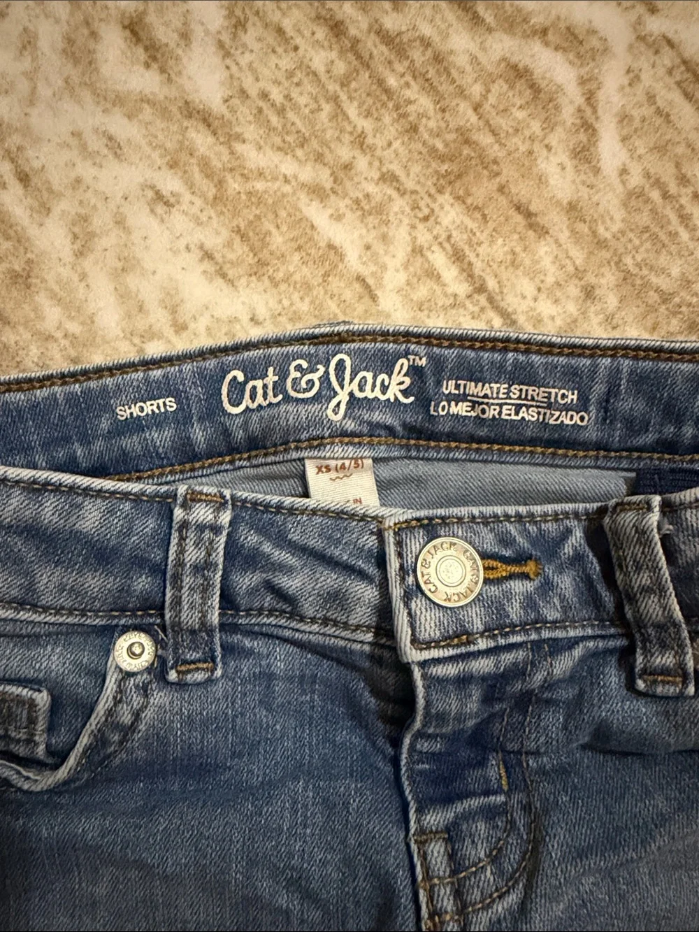 Cat & Jack Girls' Light Blue Distressed Denim Shorts